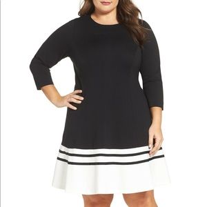 Eliza J Ponte Fit and Flare Plus Size Dress